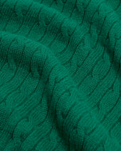 Made In Scotland Kelly Green Cable Knit Cashmere Sweater