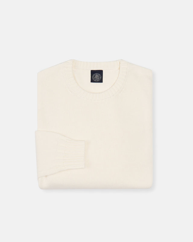 Fine Knit Cotton Crewneck Sweater