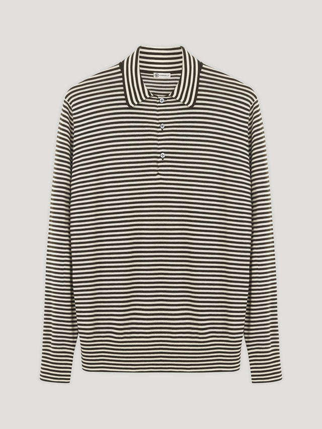 Ecru/Brown Riviera 3 Button Polo