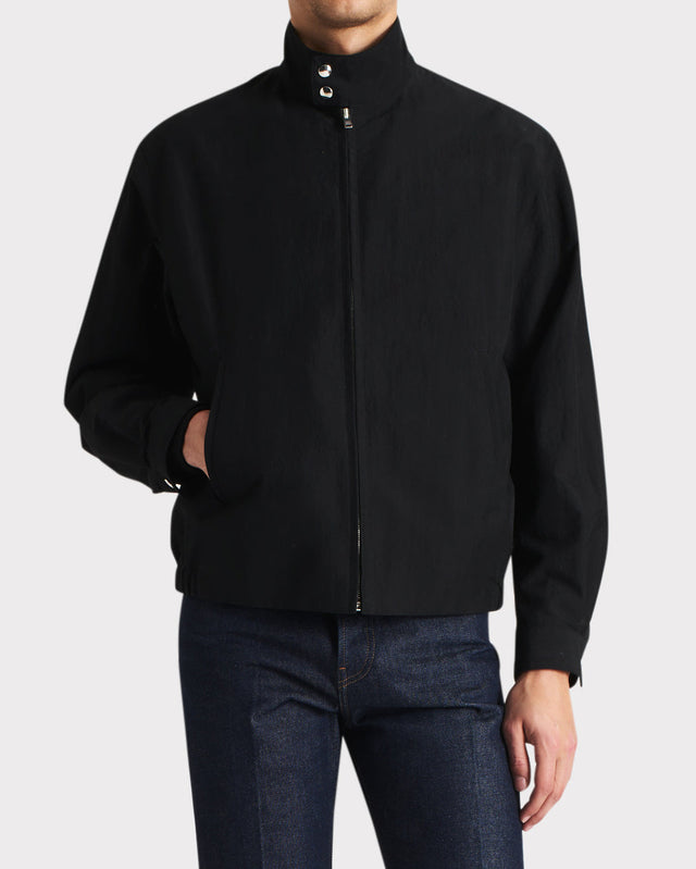 BLOUSON ZIPPÉ EN COTON ET POPELINE - NOIR