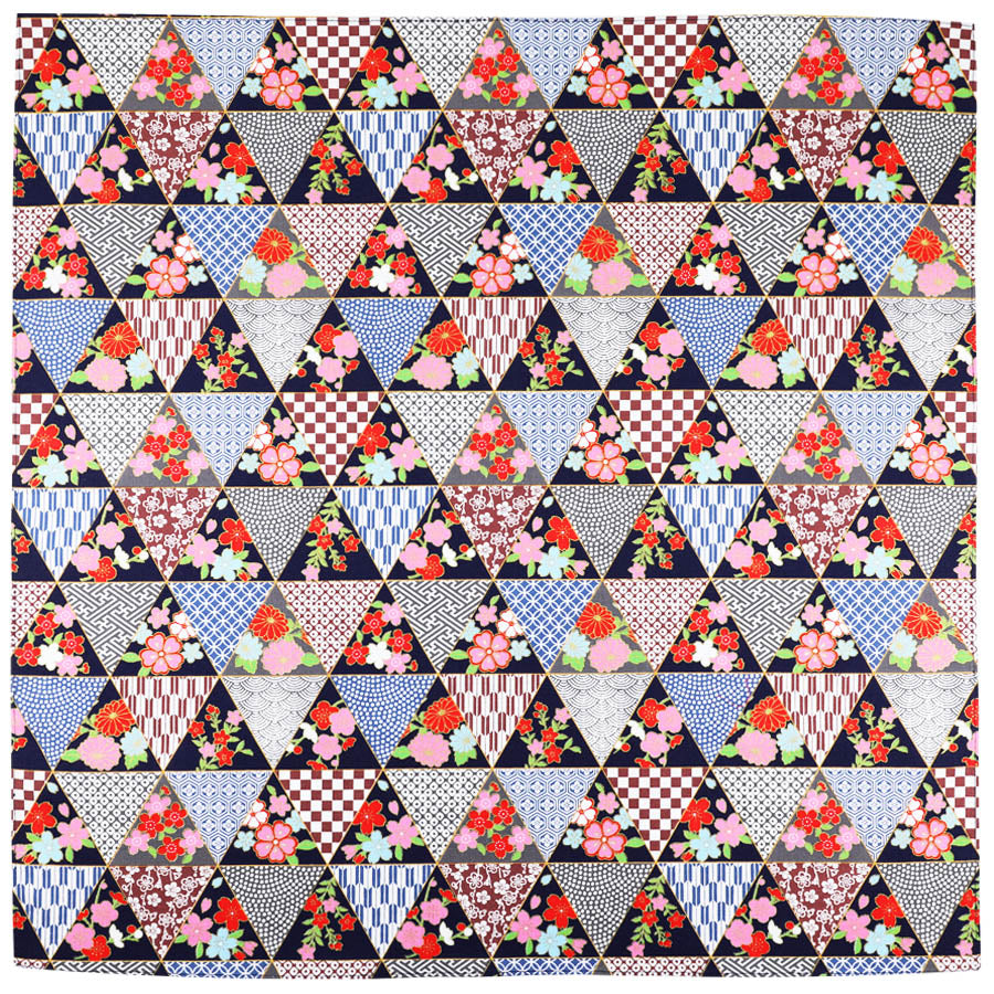 Kimono Motif Cotton Handkerchief Multicolor