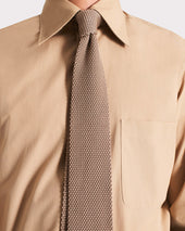 Chemise Col Large En Popeline De Coton Beige Fonc