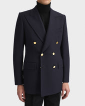 Veste Crois E En Serg De Laine Bleu Marine