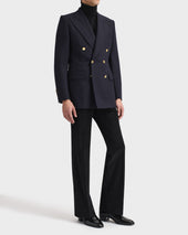 Veste Crois E En Serg De Laine Bleu Marine
