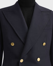 Veste Crois E En Serg De Laine Bleu Marine