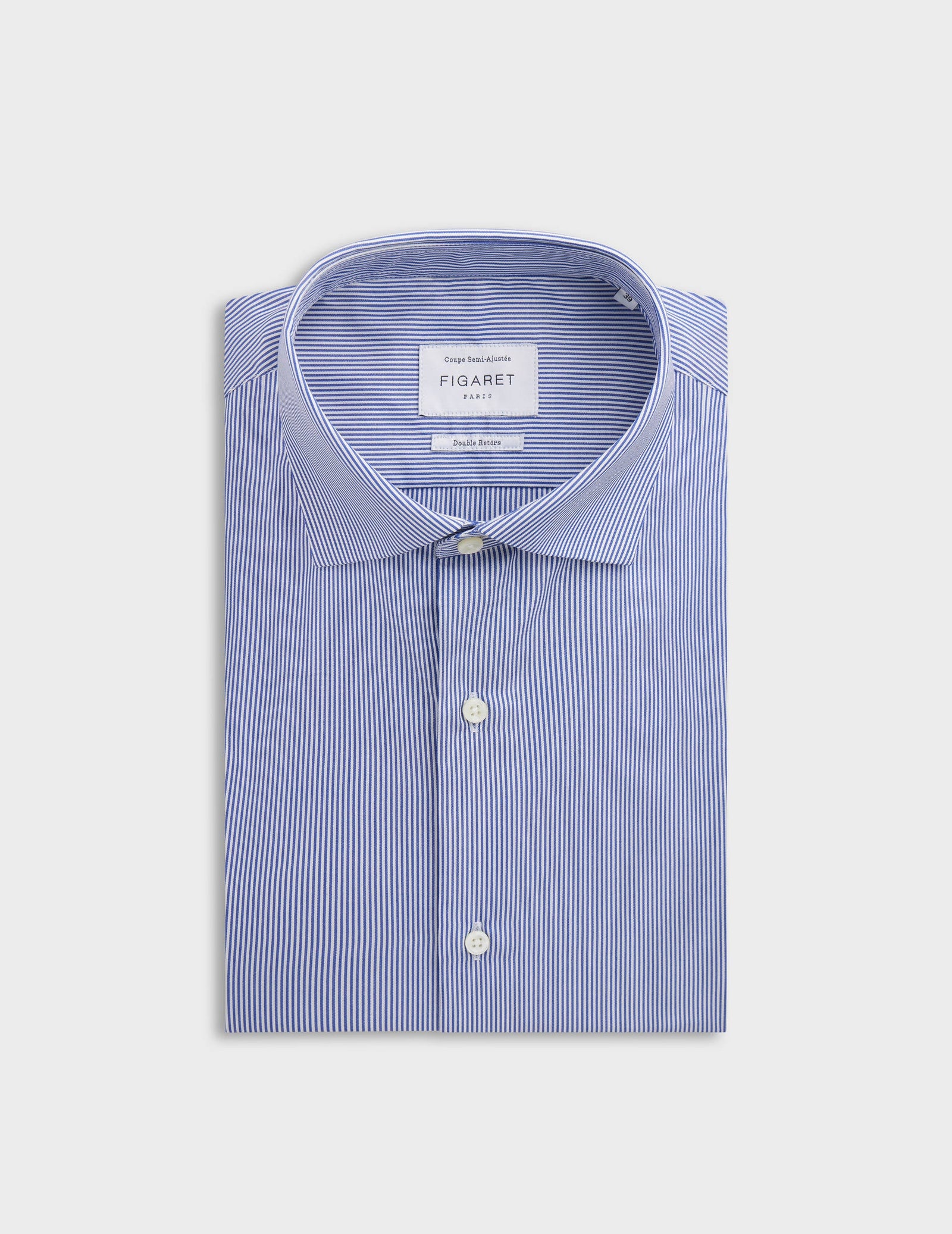 Navy blue striped semi-fitted shirt