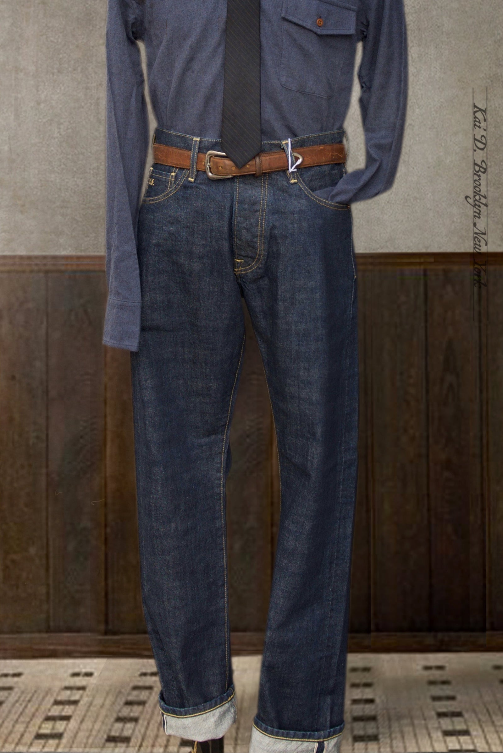 M8 Straight Fit Jeans Selvage Indigo 32 34