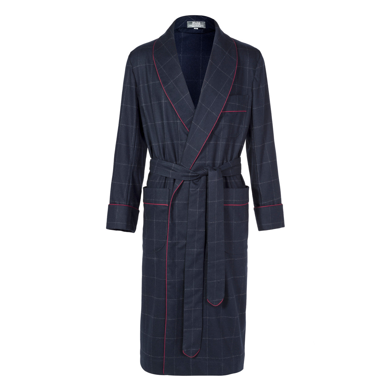 Windowpane Fox Flannel Wool Dressing Gown In