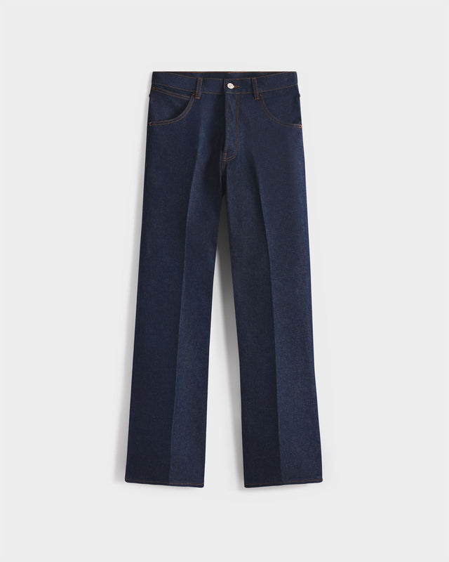 JEAN ÉVASÉ EN DENIM DE COTON - INDIGO