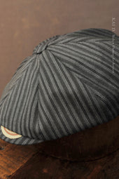Andy Hat British Virgin Wool Retro Grey Stripe M L Xl