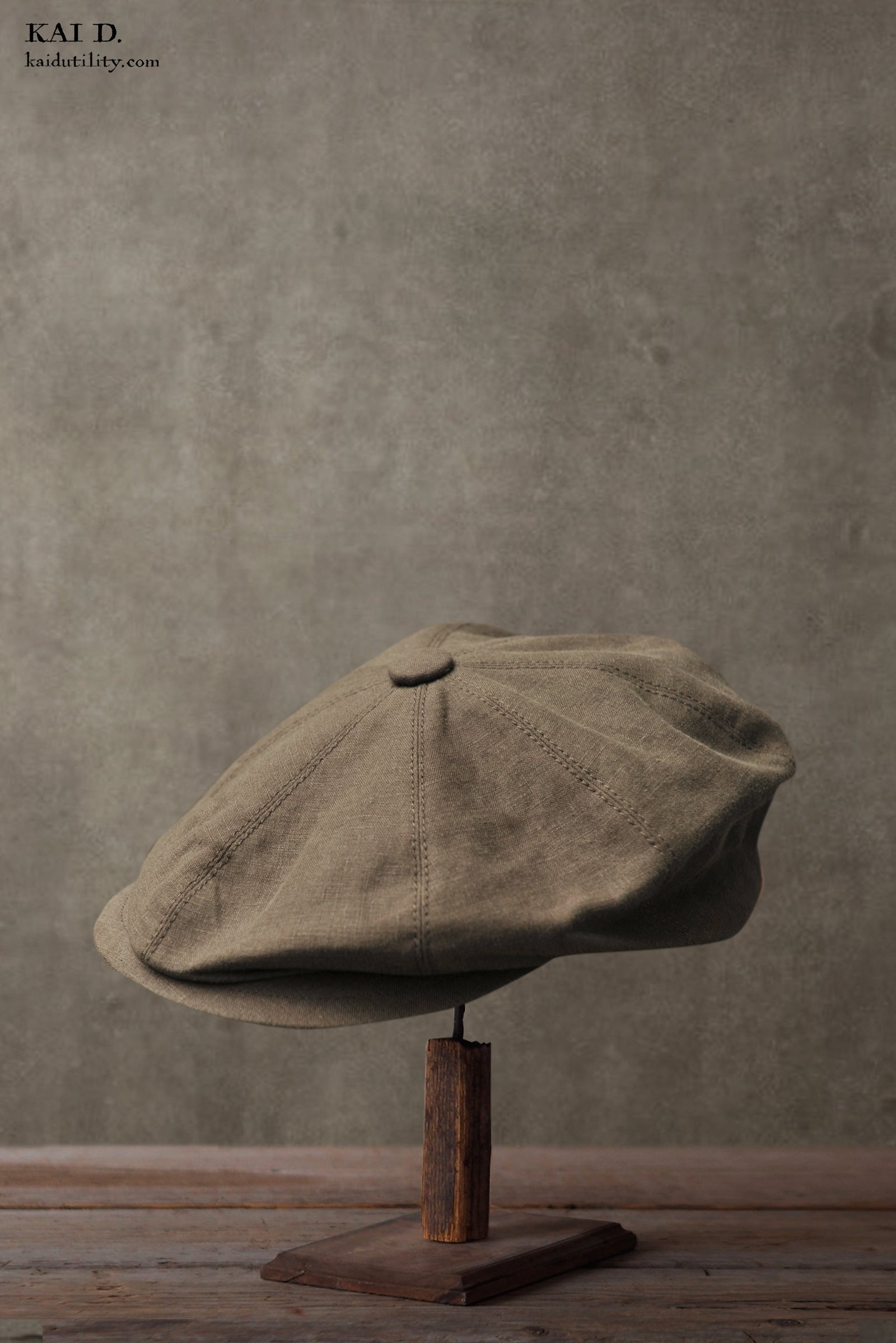 Peaky Hat - Belgian linen Green Grey - M