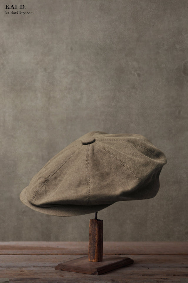 Peaky Hat - Belgian linen Green Grey - M