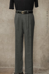 One Pleat Belgian Linen Trousers Anthracite 48 52