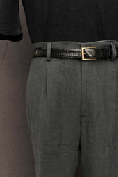 One Pleat Belgian Linen Trousers Anthracite 48 52