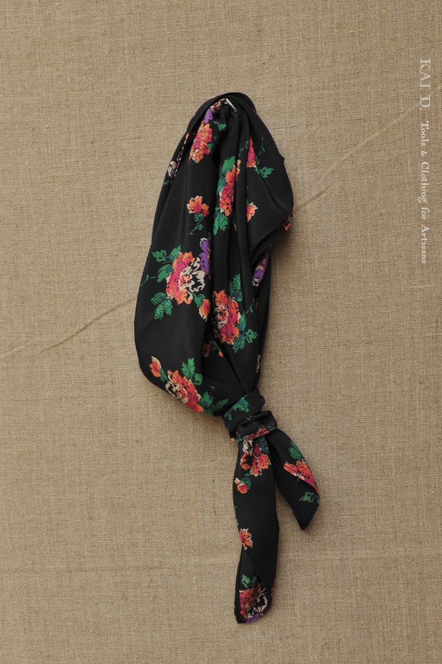 Silk Bandana - Black Ground Floral