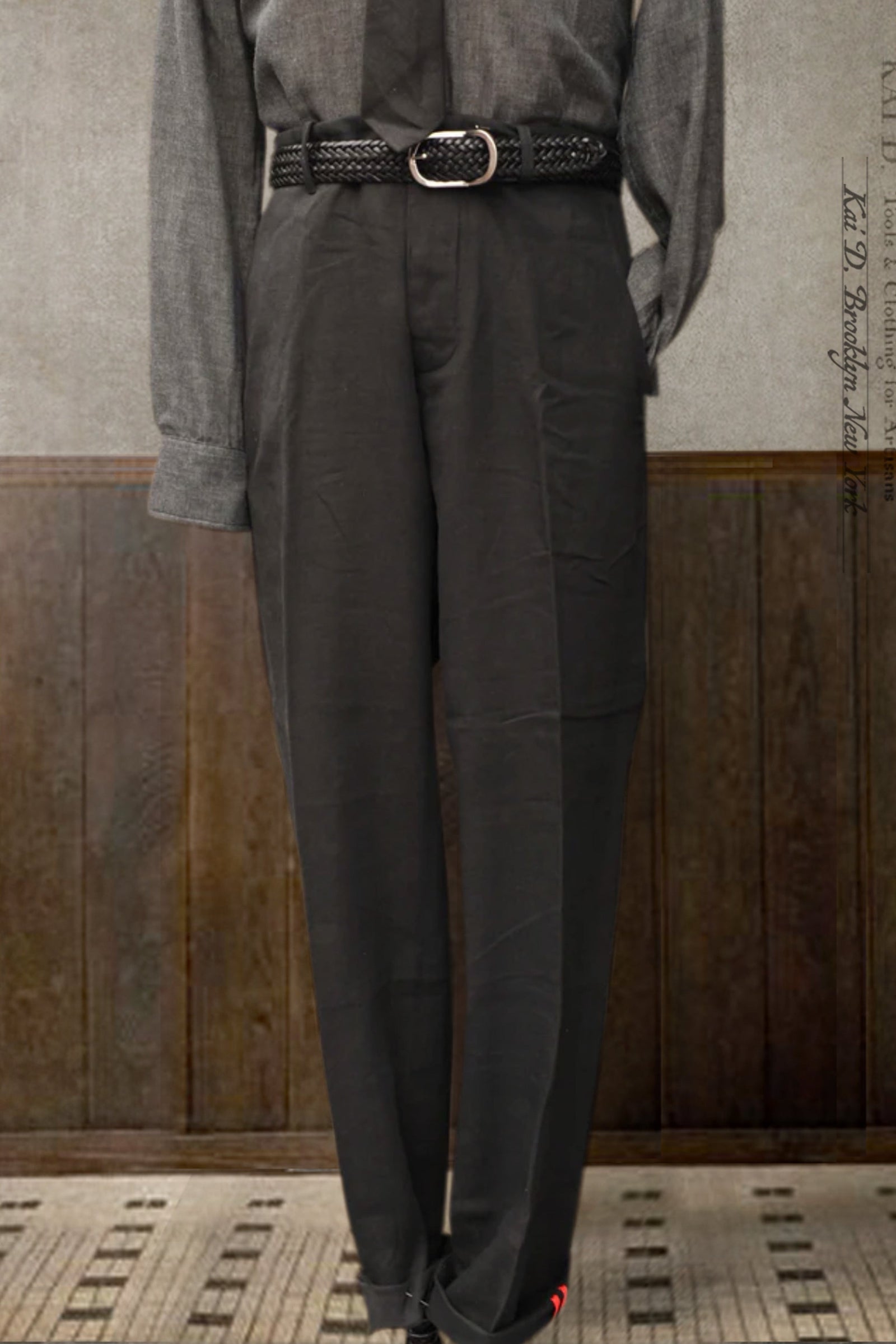 Borough Pants - Cotton Linen Herringbone - Black - 30, 32, 36, 38