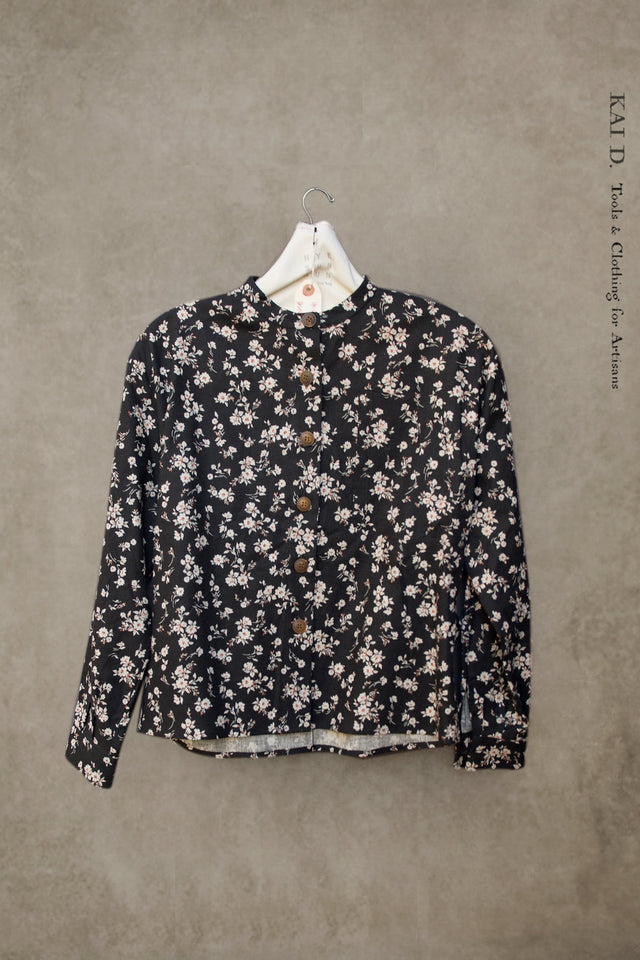 Edith Belted Shirt - Black Floral - S, M