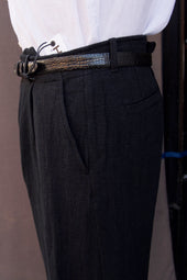 Bobby Wide Cut Pleated Trousers Gauze L