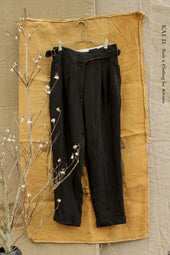 Isa Belted Pants Linen Herringbone M L