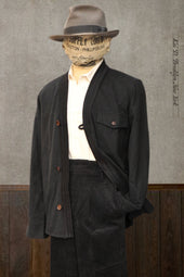 Slub Cotton Tweed Kimono Shirt L