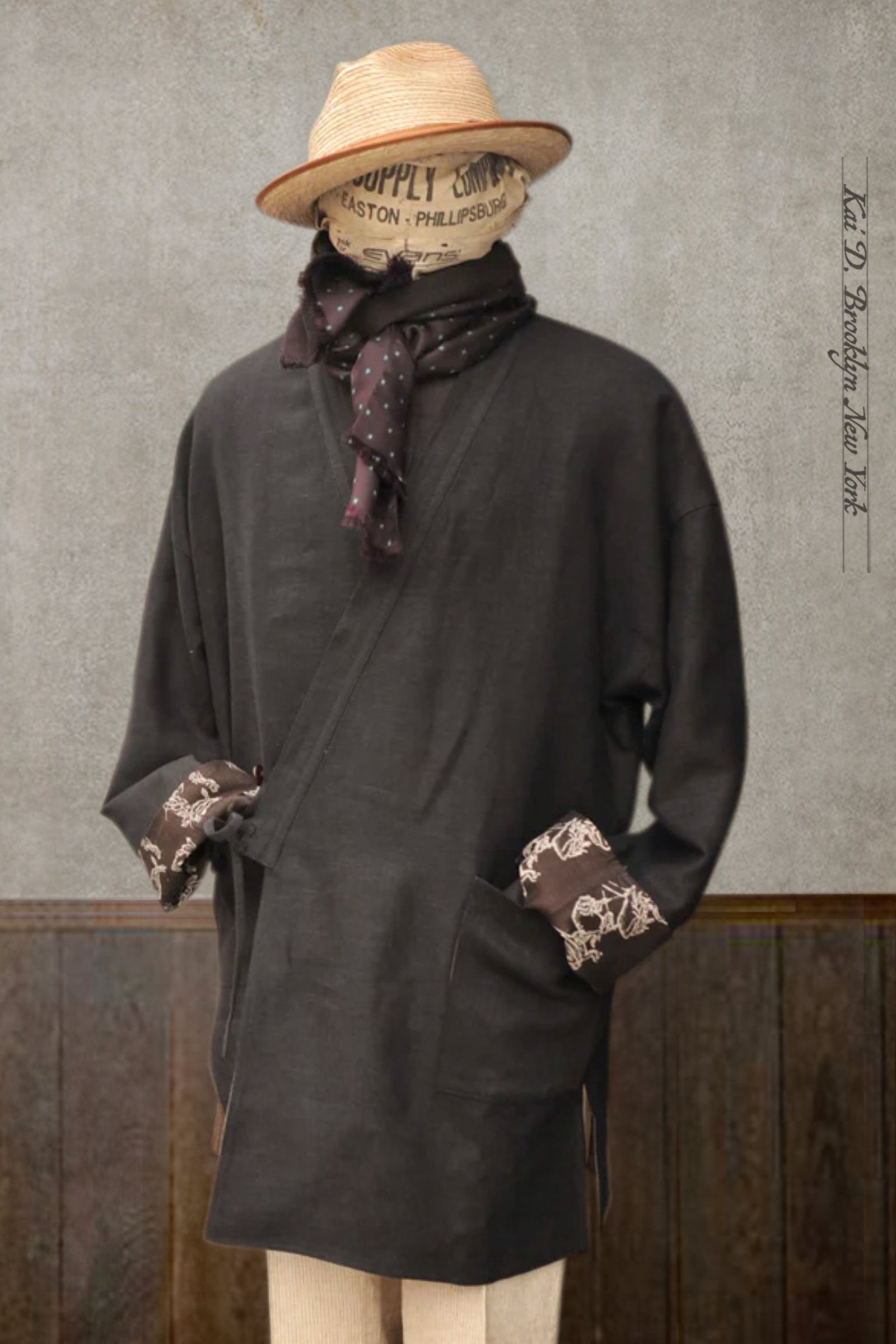 Kyoto Japanese Farmer Coat Crosshatched S M