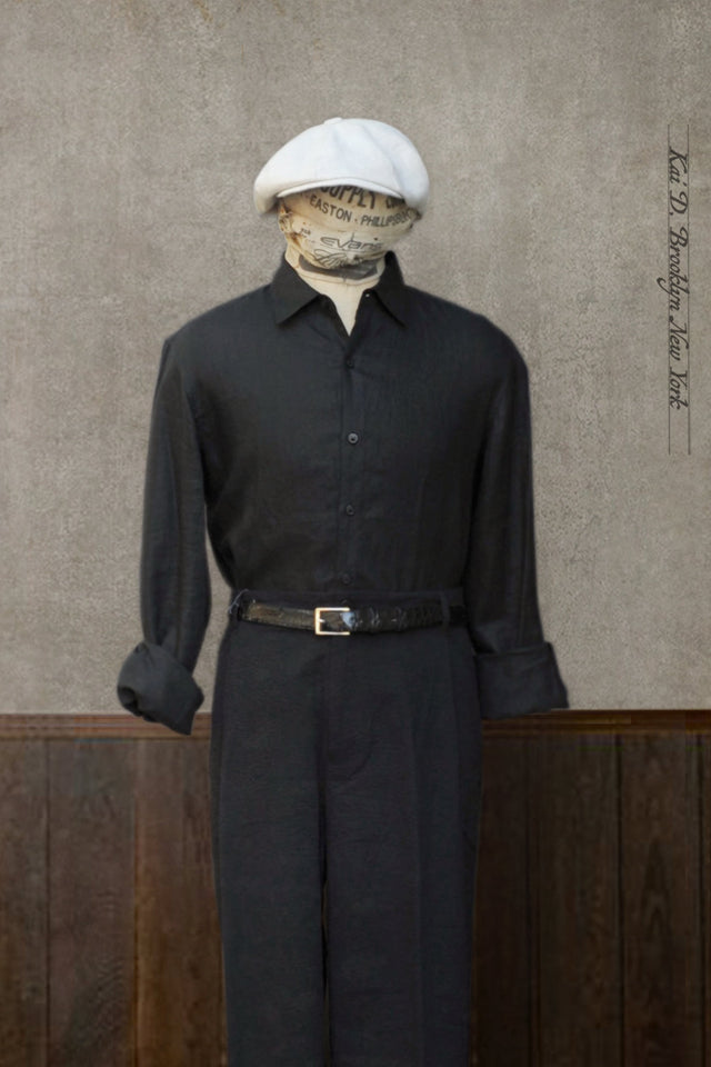 Delancey Shirt - Belgian Linen - Black - M, L, XL, XXL