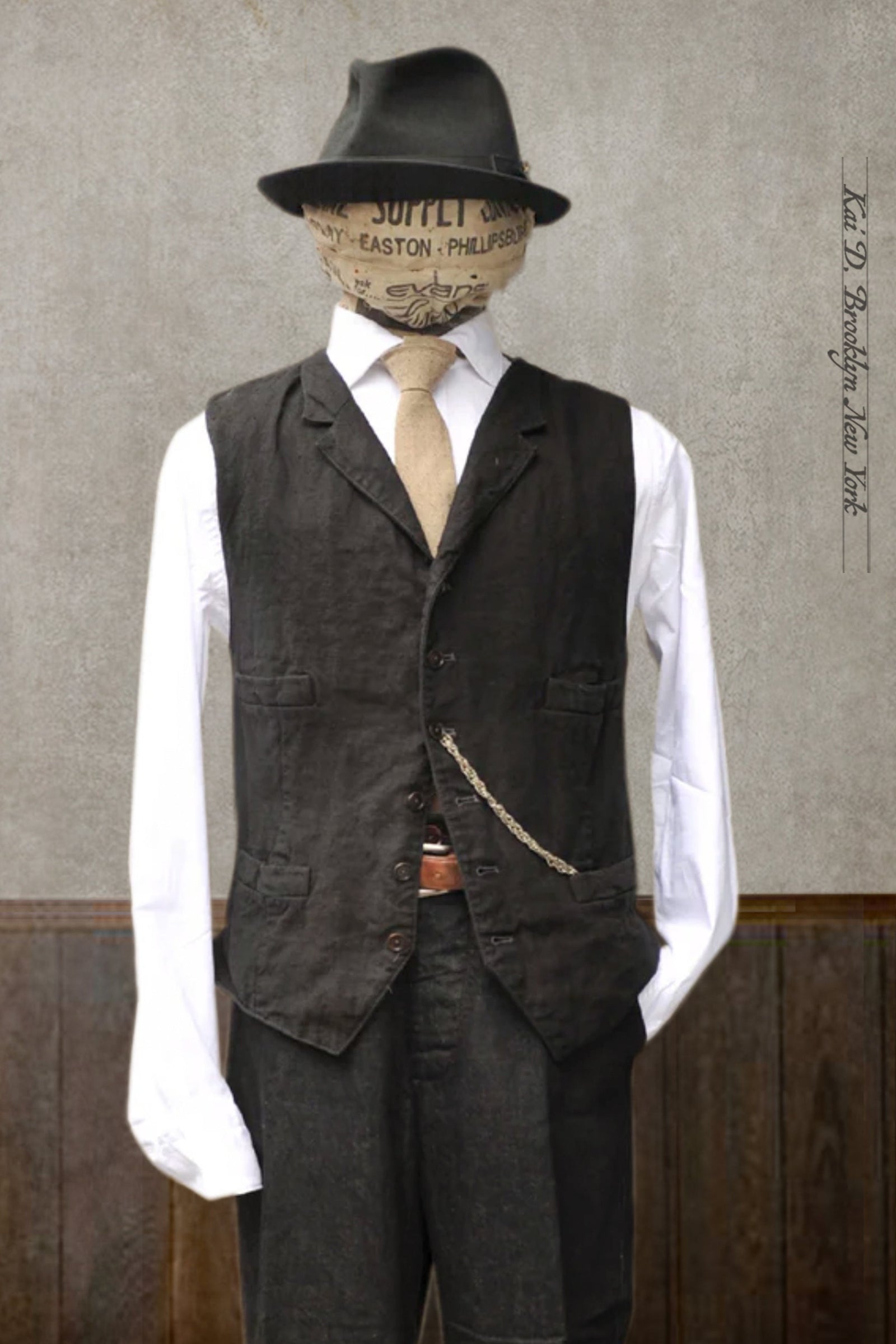 Doyle Vest Garment Dyed Heavy Linen M