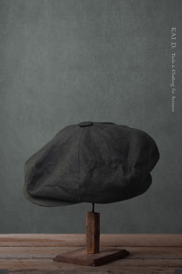 Peaky Hat - Japanese Black Linen - M, L, XL