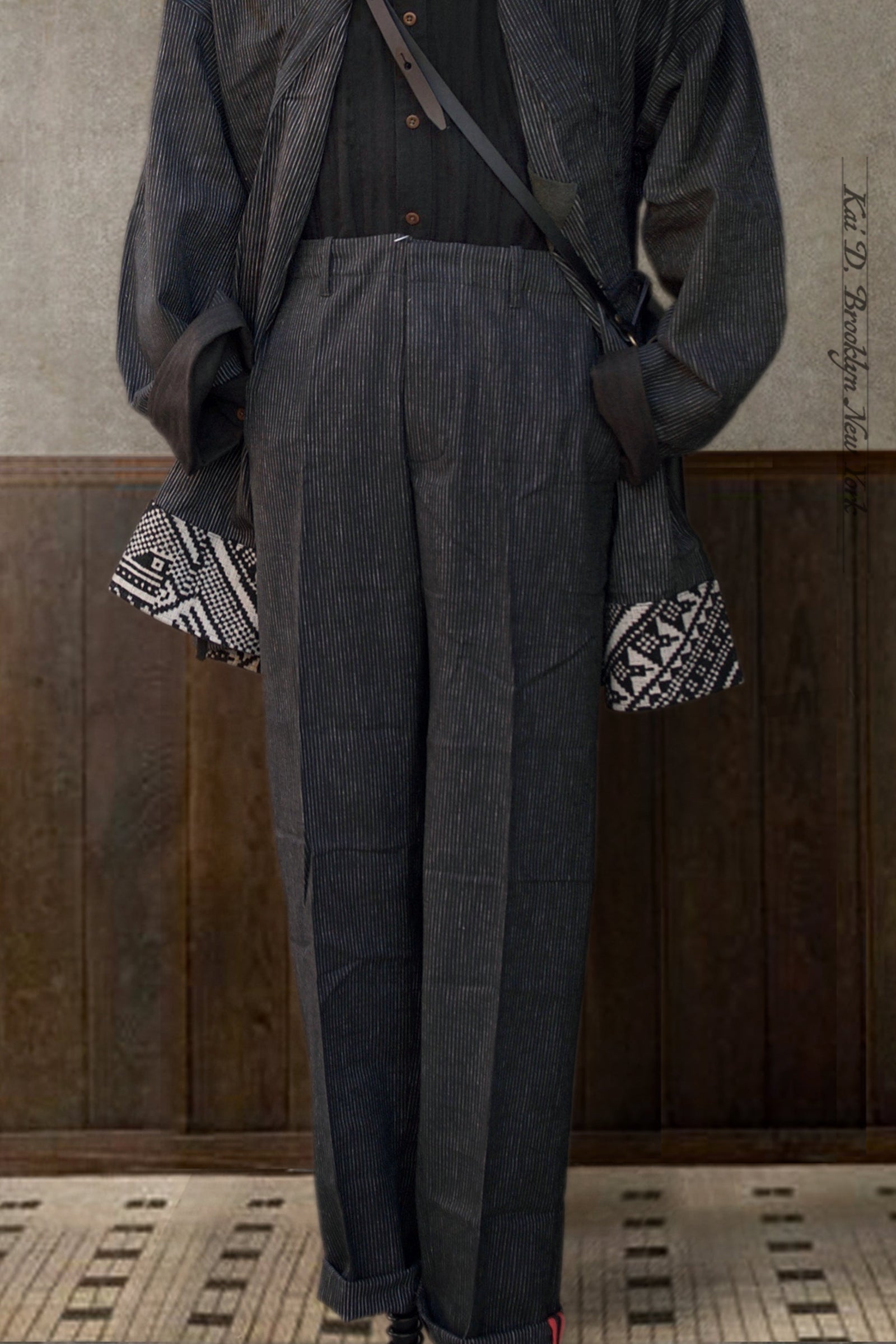 Linen Cotton Borough Pants - Black Pin - 30, 32, 34, 36, 38