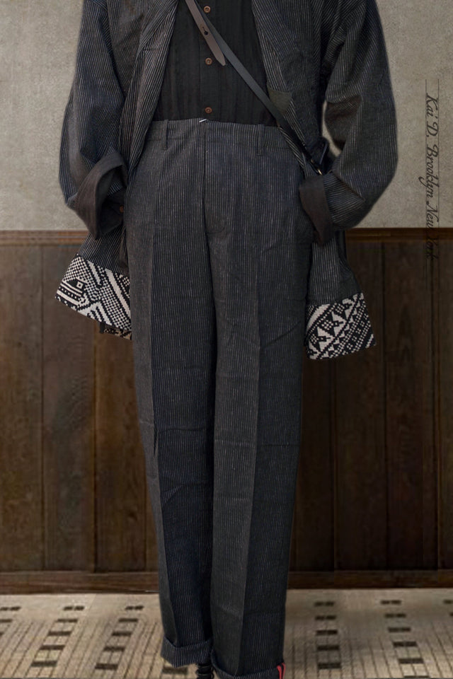Linen Cotton Borough Pants - Black Pin - 30, 32, 34, 36, 38