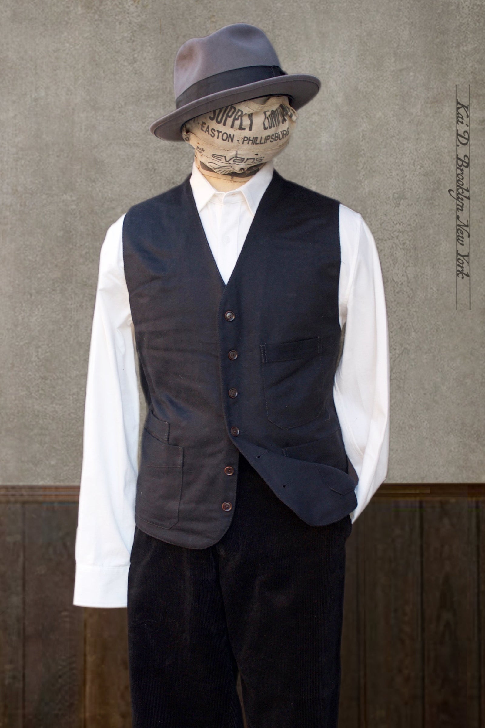 Shoemaker's Vest - Black Wool Cashmere - XL, XXL, XXXL