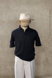Perforated Stitch Linen Polo M L
