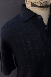 Perforated Stitch Linen Polo M L