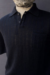 Perforated Stitch Linen Polo M L