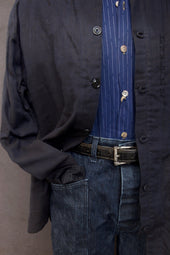 O Hara Shirt Double Gauze In Blue Brown Gauze M L
