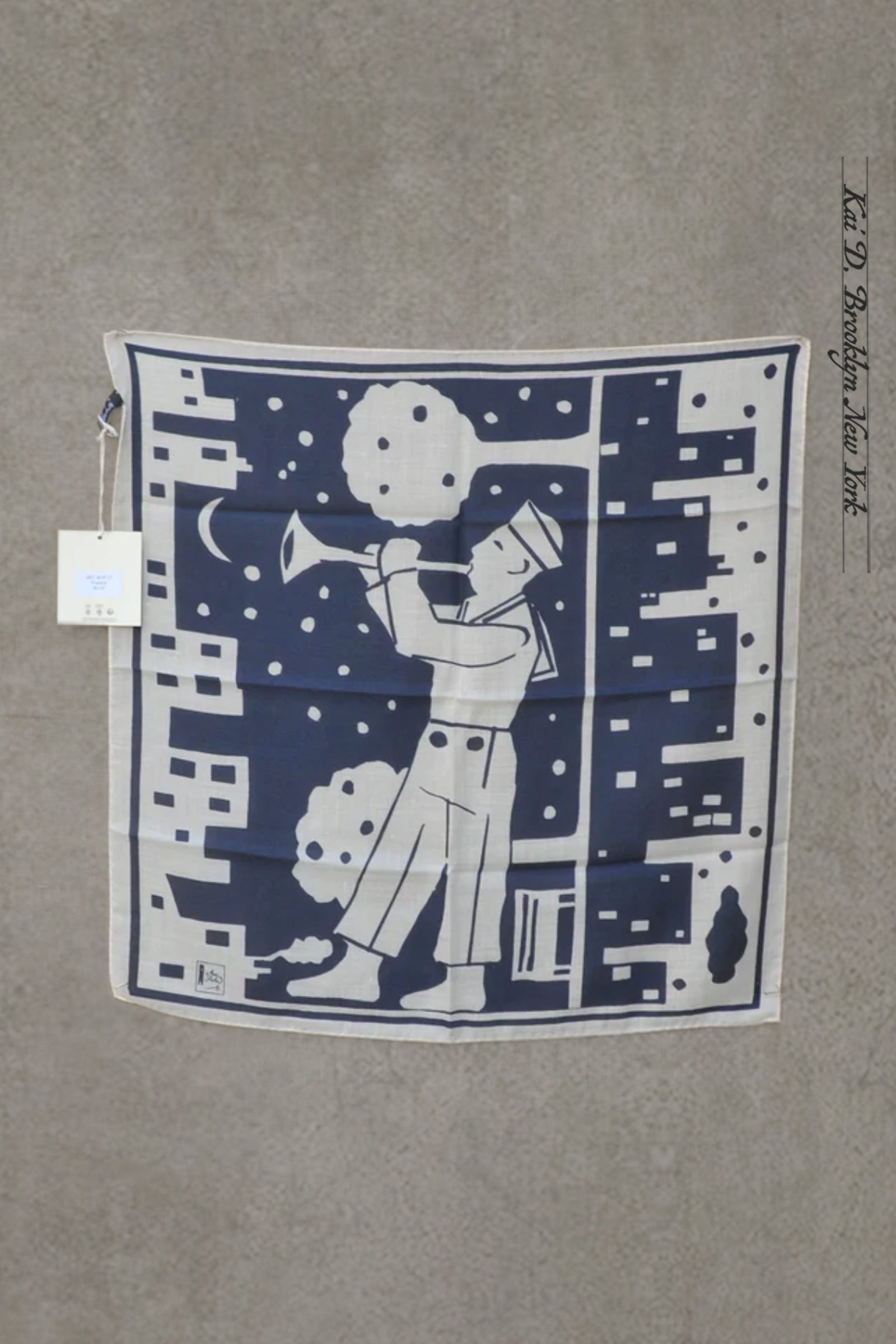 Wool Silk Bandana - Blue Foulard