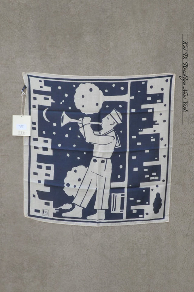 Wool Silk Bandana - Blue Foulard