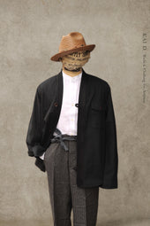 Slub Cotton Tweed Kimono Shirt L