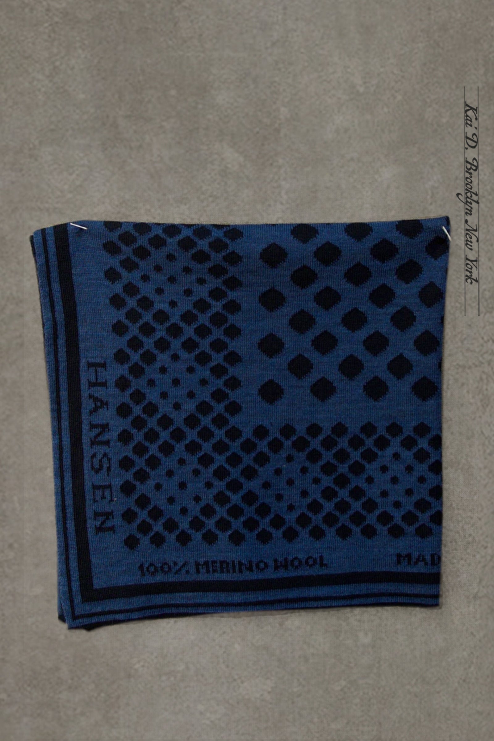 Knitted Wool Bandana - Blue / Black
