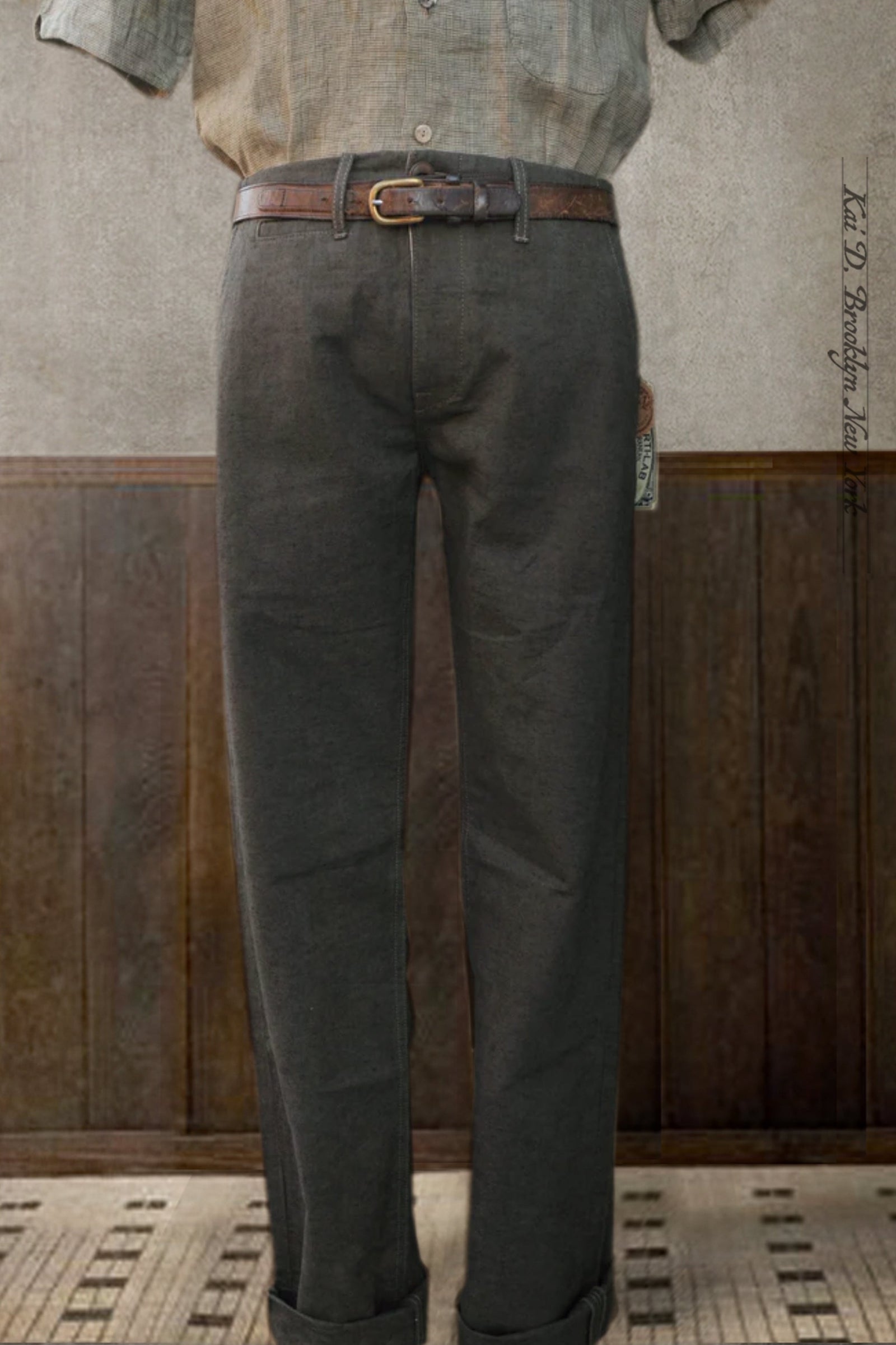 Bologna Slim Cut Trousers - Texture Green - 30, 32, 36