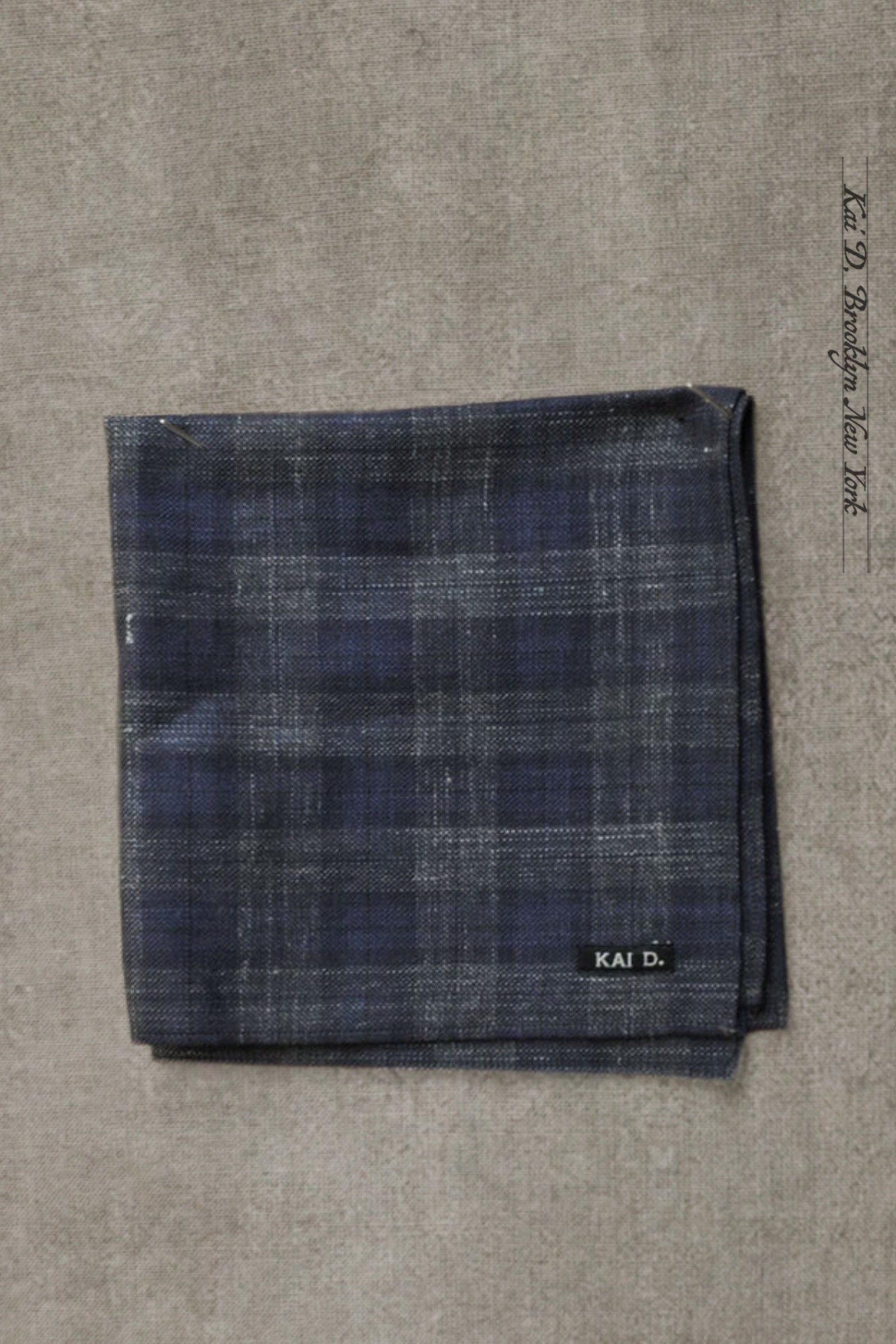 Italian Linen Pocket Square Deep Heather Plaid