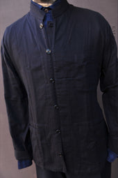 O Hara Shirt Double Gauze In Blue Brown Gauze M L