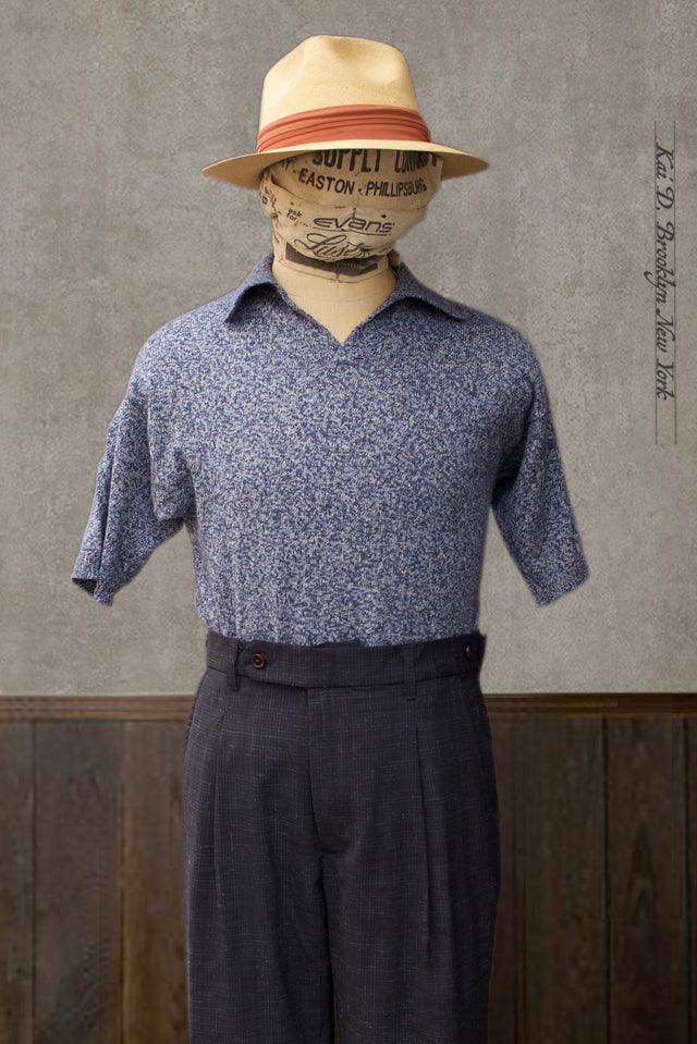 Perlman Polo - Cotton Cashmere - Marled Blue - S, M, L