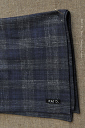 Italian Linen Pocket Square Deep Heather Plaid