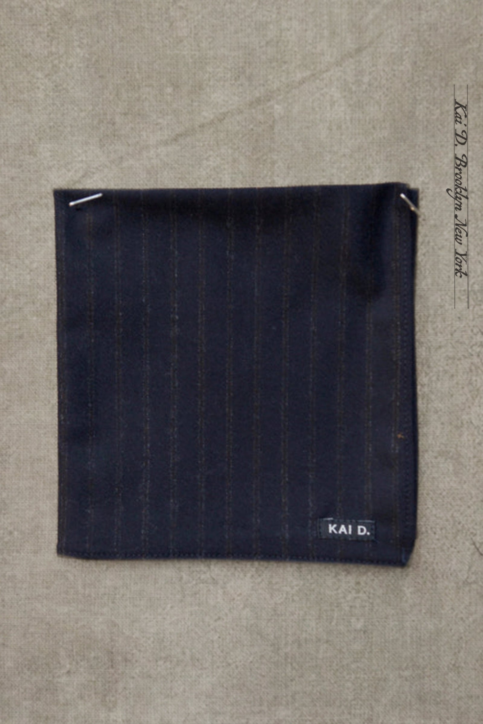 English Wool Stripe Pocket Square - Navy