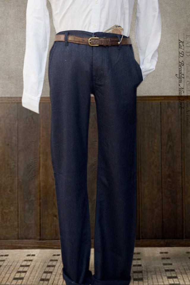 Bologna Slim Cut Trousers - Navy Wool - 30, 32, 34