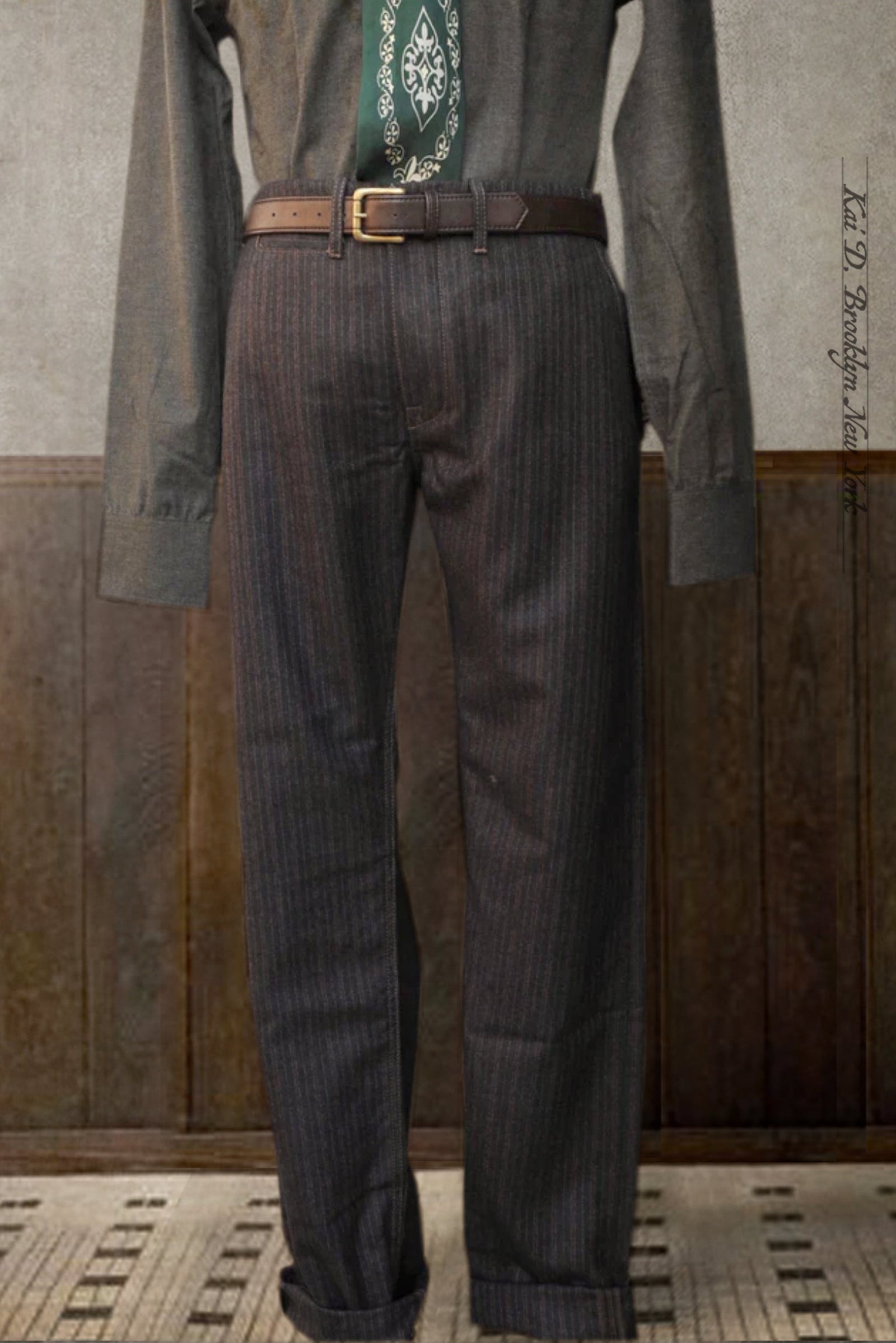 Bologna Striped Wool Trousers - Deep Brown - 32, 34