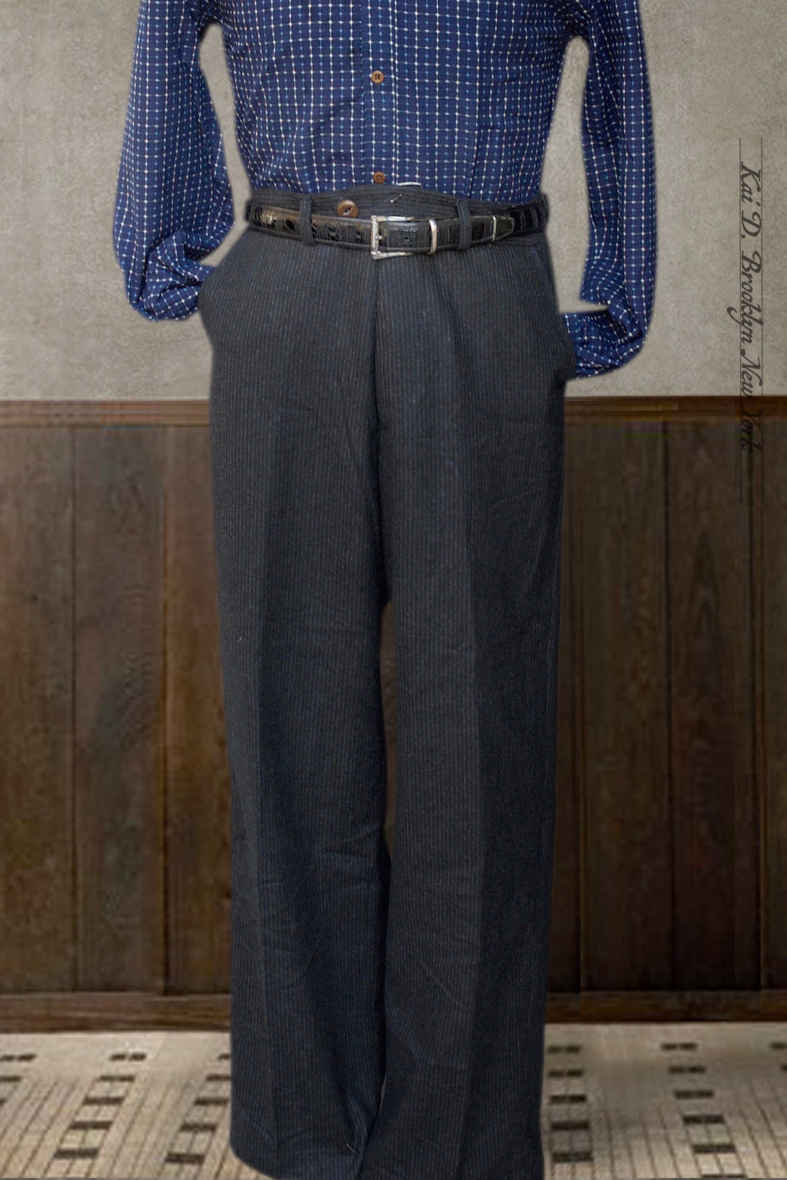 Bootlegger Loose Fit High Waisted Wool Pants Flannel 30 32 34 36