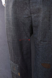 Cotton Tweed Boro Trousers Grey Blue 31