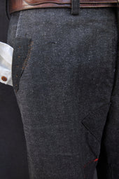 Cotton Tweed Boro Trousers Grey Blue 31